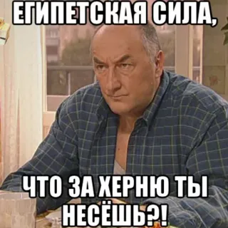 ⁉️ 5715bdc6 ЕГИПЕТСКАЯ СИЛА, ЧТО ЗА ХЕРНЮ ТЫ НЕСЁШЬ?! Meme, Rusia, Ofensif telegram sticker