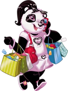 🛍 25cd4fe6 panda, compras, dibujos animados, lindo, mujer, moda, divertido telegram sticker
