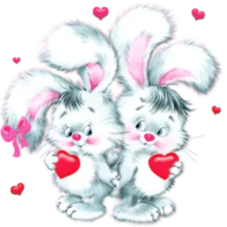 😍 2739d01f lindo, conejo, corazón, amor, conejo, animal, dibujos animados, adorable telegram sticker