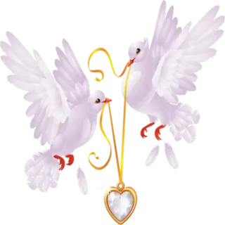 🕊 3c1b506f palomas, paz, amor, corazón, boda, pájaros, blanco, oro telegram sticker