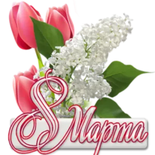 🗓 6d60be47 8 Марта 花, 郁金香, 3月8日, 妇女节, 丁香花, 春天 telegram sticker