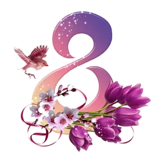 🌷 29c129e6 motif bunga, tulip, burung, angka delapan, musim semi, ungu, perayaan telegram sticker