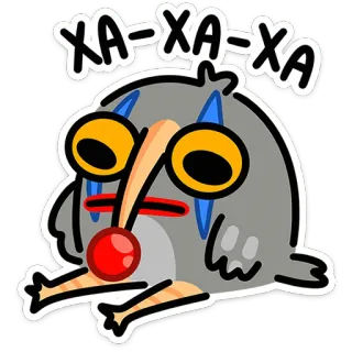 🤡 1a4ff84d XA-XA-XA ตัวตลก, การ์ตูน, นก, เศร้า, ตลก, เรื่องตลก telegram sticker