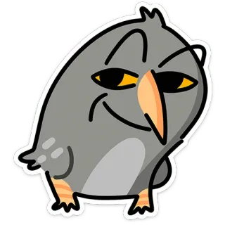 🦉 1a7d4fc6 นก, การ์ตูน, ยิ้มเยาะ, ตลก, สัตว์, สติกเกอร์ telegram sticker