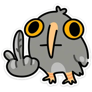 🖕 a315c64b นก, การ์ตูน, นิ้วกลาง, หยาบคาย, ก้าวร้าว, สติกเกอร์ telegram sticker