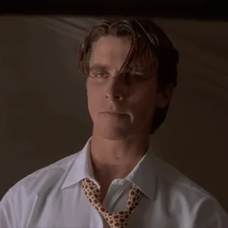 😑 ae53e5ab Patrick Bateman American Psycho จริงจัง, ผู้ชาย, เนคไท, นักธุรกิจ telegram sticker