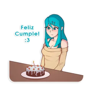 🎂 5cdb7647 Feliz Cumple! :3 день рождения, с днем рождения, торт, праздник, аниме, девушка telegram sticker