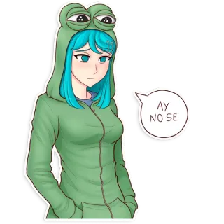 😥 907318f8 AY NO SE Аниме, Девушка, Худи, Мем, Я не знаю telegram sticker