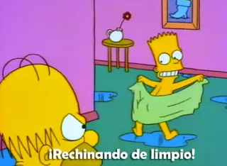 💦 1d50ea56 Bart Simpson The Simpsons ¡Rechinando de limpio! Kreskówka, Animacja, Homer Simpson, Czyste, Ręcznik, Kąpiel telegram sticker