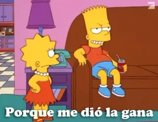 😜 5840d564 Bart Simpson The Simpsons Porque me dió la gana animowane, kreskówka, simpsonowie, śmieszne, lisa, bart, cytat telegram sticker