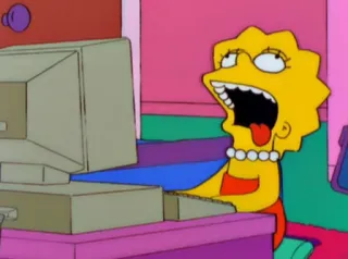 👅 afe35266 Lisa Simpson The Simpsons Lisa Simpson, komputer, kreskówka, Simpsonowie, zestresowana, pisanie telegram sticker