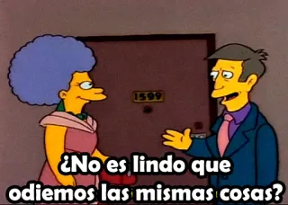 💘 bfe1b803 ¿No es lindo que odiemos las mismas cosas? Simpsonowie, kreskówka, nienawiść, zgoda, śmieszne, satyra, serial TV telegram sticker