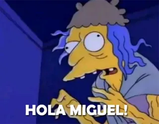 👋 e334423f HOLA MIGUEL! simpsonowie, kreskówka, cześć, hiszpański telegram sticker