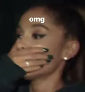 🤭 027ab213 Ariana Grande omg shock, celebrity, omg, woman, face telegram sticker