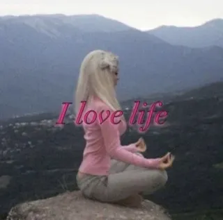 💕 63162b31 I love life yoga, woman, mountains, life, meditation, love, outdoors telegram sticker