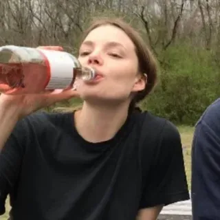 🥳 edf8a12c woman, drinking, alcohol, wine, bottle, rose wine telegram sticker