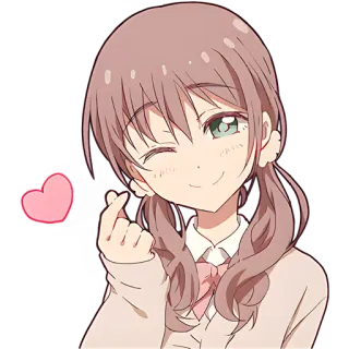 ❤️ 050a34f3 Anime, Kartun, Gadis, Lucu, Hati, Berkedip, Cinta Jari, Kawaii telegram sticker