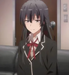 🫓 6792f6db Yukino Yukinoshita My Teen Romantic Comedy SNAFU anime, girl, school uniform, character, smiling, portrait, teen telegram sticker