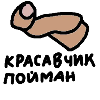 ✊ 556d6e60 КРАСАВЧИК ПОЙМАН 俄语, 文本, 绘画, 短语 telegram sticker