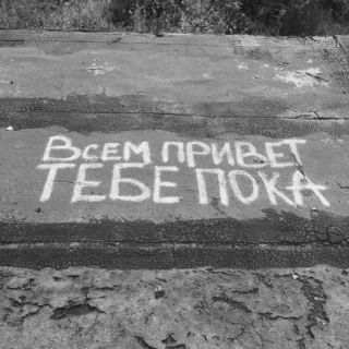 👋 530e5b00 Всем привет
ТЕБЕ ПОКА русский, текст, граффити, дорога, улица telegram sticker