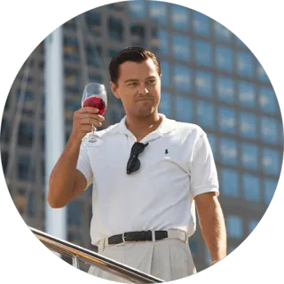 🍷 1d0878c2 Leonardo DiCaprio, vinho, brinde, retrato, ator telegram sticker