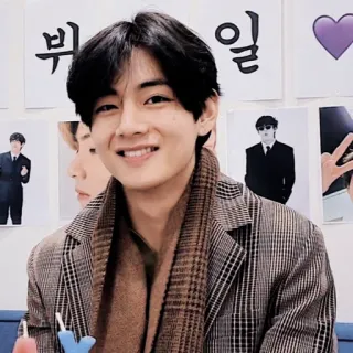 🔈 b4930071 뷔익일 Person, Lächeln, kariert, Jacke, Koreanisch telegram sticker