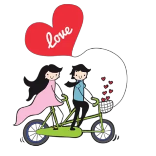😘 215db455 Love 爱, 心, 情侣, 自行车, 浪漫, 关系, 卡通 telegram sticker
