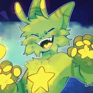 ❇️ 5fa9117e 퍼리, 의인화, 만화, 초록색, 별, 캐릭터, 그림 whatsapp sticker