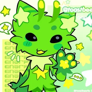 ❇️ 7c5a0f68 @toastbee 고양이, 동물, 별, 귀여운, 초록 whatsapp sticker