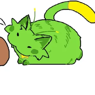 ❇️ 88eba614 고양이, 초록색, 동물, 만화, 귀여운, 애완동물 whatsapp sticker