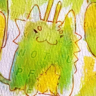 ❇️ 91e61455 스티커, 초록색, 고양이, 노란색 whatsapp sticker