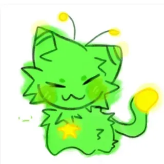 ❇️ 954a61df 고양이, 초록색, 귀여운, 만화, 동물, 별, 캐릭터, 기발한 whatsapp sticker
