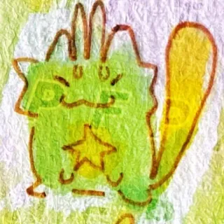 ❇️ 9afe9438 만화, 귀여운, 초록색, 노란색, 별, 동물 whatsapp sticker