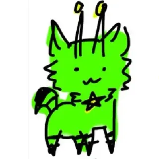 ❇️ bdeeb477 외계인, 고양이, 만화, 초록색, 그림, 기발한, 귀여운 whatsapp sticker