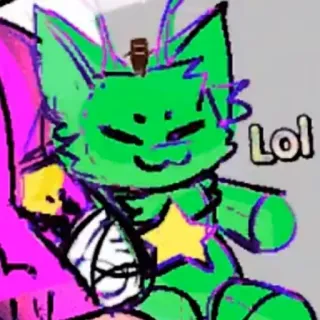 ❇️ f36faf1d Lol 고양이, 초록, ㅋㅋ, 밈, 귀여운, 만화 whatsapp sticker