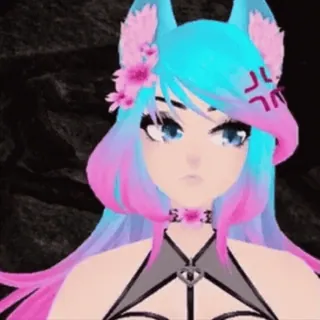 🌸 c4fa8be6 Anime meisje, Roze, Blauw, Oren, Boos telegram sticker