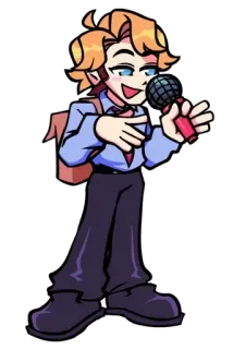 🔥 274934da Senpai Friday Night Funkin' friday night funkin, รุ่นพี่, เกม, ตัวละคร, ไมโครโฟน, ร้องเพลง, ผมบลอนด์ telegram sticker