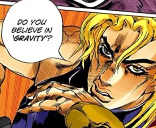 😏 8fe063fb DO YOU BELIEVE IN 'GRAVITY'? Anime, Manga, Frage, Schwerkraft, Blonde Haare, Comic whatsapp sticker