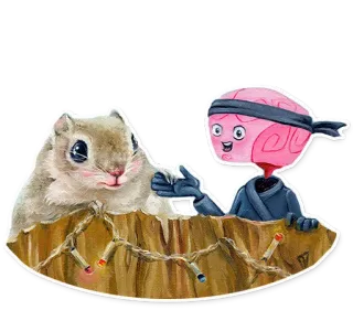 🧠 047dc16d scoiattolo, cervello, cartone animato, ninja whatsapp sticker