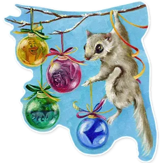 🎄 d6f15dbd scoiattolo, decorazioni, natale, decorazione, vacanze, albero, inverno whatsapp sticker