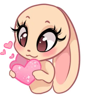 😍 7413641f kelinci, imut, hati, binatang, kawaii telegram sticker