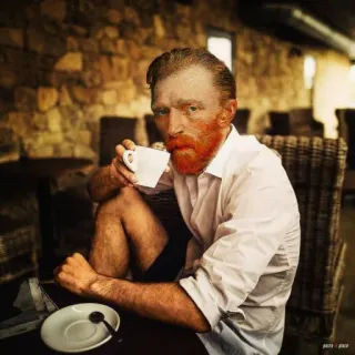 👂 0191f29e Vincent van Gogh van gogh, artista, pintura, café, retrato telegram sticker