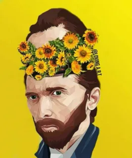 👂 218f394f Vincent van Gogh @LOVING.ART Vincent van Gogh, arte, girasoles, retrato telegram sticker