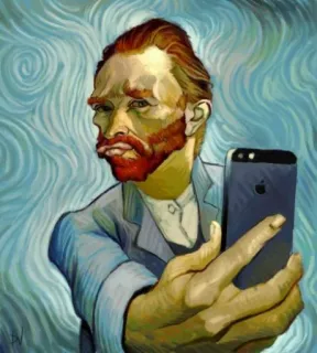 👂 33f640e5 Van Gogh retrato, artista, pintura, selfie, iPhone telegram sticker