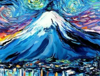 🗻 39e4e6a4 montaña, pintura, arte, paisaje, cielo, naturaleza telegram sticker