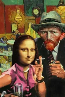 ❤ 76d70d09 Mona Lisa arte, van gogh, mona lisa, fumando, cigarrillo telegram sticker