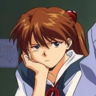 😒 2474a710 Asuka Langley Soryu Neon Genesis Evangelion animé, personnage, fille, cheveux roux, expression telegram sticker