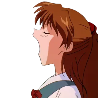 😮 61f8635e Asuka Langley Soryu Neon Genesis Evangelion Anime, Evangelion, Asuka, Personnage, Dessin animé, Crier telegram sticker