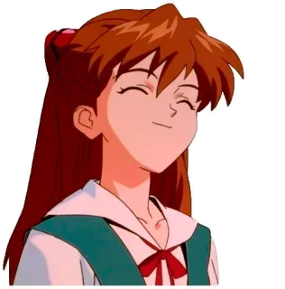 😊 b6f38198 Asuka Langley Sohryu Neon Genesis Evangelion animé, fille, souriant, dessin animé, portrait telegram sticker