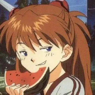 😎 e173645d Asuka Langley Sohryu Neon Genesis Evangelion Anime, Fille, Pastèque, Asuka, Evangelion telegram sticker
